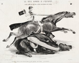 De kleine geneugten van het paardrijden: Jonge stalknecht die niet sterk genoeg is om zijn paard vast te houden