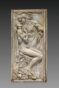 Minnaars (Les amants), ca. 1880-85 (origineel model) (gips gevernist lichtbruine kleur) door Auguste Rodin