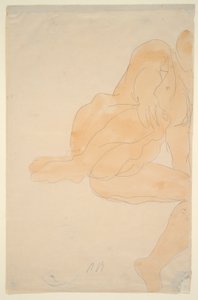 Naakt zittend, knie opgetrokken door Auguste Rodin