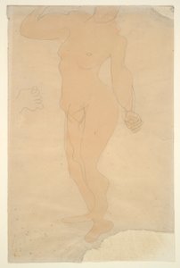 Staande naakt (hoofd gedeeltelijk afgesneden door rand van papier) door Auguste Rodin