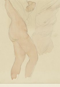 Studieblad met twee vrouwen die hun hemd uittrekken door Auguste Rodin
