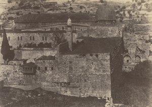 Jeruzalem. Tempelmuur. El-Aksa Moskee, zuidwestelijke hoek door Auguste Salzmann