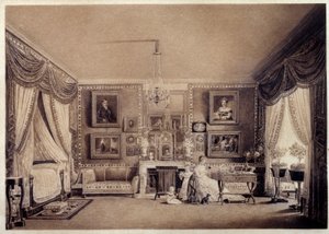 Slaapkamer van de Hertogin van Berry in de Tuilerieën door Auguste Simon Garneray