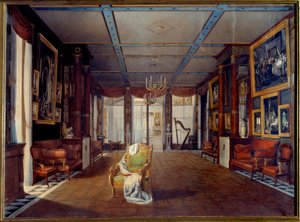 De muzieksalon in het kasteel van Malmaison in 1812 door Auguste Simon Garneray
