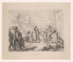 Lodewijk XVI op bezoek in een arme wijk door Auguste Thomas Marie Blanchard