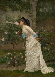 Dame die aan rozen ruikt. 1879