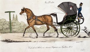 Cabriolet van de ateliers van Thomas Baptiste - gravure door Valmont door Auguste de (after) Valmont