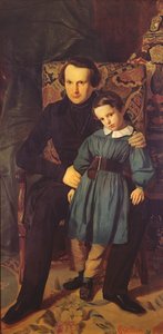 Victor Hugo (1802-85) en zijn Zoon, Francois-Victor, 1836