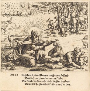 De schepping van Eva door Augustin Hirschvogel
