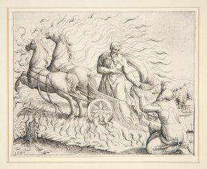Elia in de vurige wagen door Augustin Hirschvogel