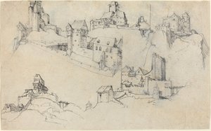 Kastelen op de heuveltop, ca. 1546 door Augustin Hirschvogel