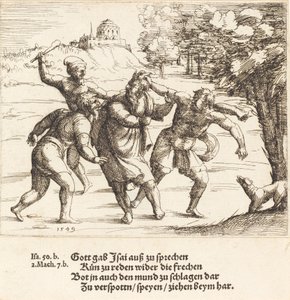 Jesaja accepteert spot vanwege zijn geloof, 1549 door Augustin Hirschvogel