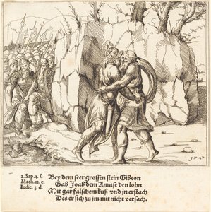 Joab verraadt Abner, 1547 door Augustin Hirschvogel