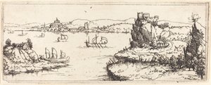Landschap met Zeilboten door Augustin Hirschvogel