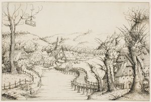 Landschap met een Gebogen Houten Brug