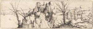 Landschap met een Meer [bovenste plaat] door Augustin Hirschvogel