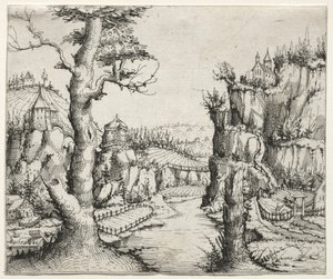 Rivierlandschap met Rotsen Links en Rechts