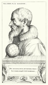 Zelfportret van Augustin Hirschvogel, Duitse kunstenaar, wiskundige en cartograaf (gravure) door Augustin Hirschvogel