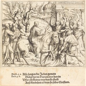 De Intocht in Jeruzalem, 1547 door Augustin Hirschvogel