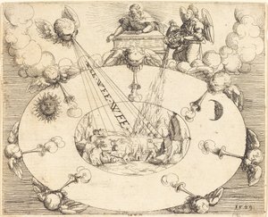 De opening van het zevende zegel door Augustin Hirschvogel