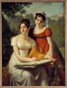 Portret van de dames Duval. Schilderij door Jacques Augustin Catherine (Jacques-Augustin-Catherine) Pajou (1766-1828)