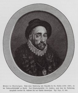 Michel de Montaigne, Frans filosoof (gravure) door Augustin de (after) Saint-Aubin