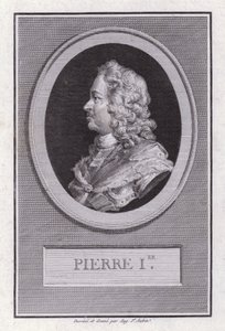 Peter de Grote, Tsaar van Rusland (gravure) door Augustin de Saint Aubin