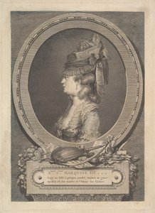 Portret van Adrienne-Sophie Markiezin de *** door Augustin de Saint Aubin
