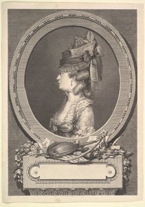 Portret van Adrienne-Sophie Markiezin de *** door Augustin de Saint Aubin