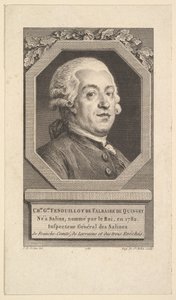 Portret van Charles George Fenouillot de Falbaire de Quingey door Augustin de Saint Aubin