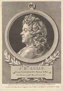 Portret van Jean-Baptiste Lully door Augustin de Saint Aubin