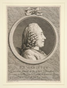Portret van P.J. Mariette door Augustin de Saint Aubin
