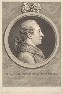 Portret van P. A. Caron de Beaumarchais, 1773 door Augustin de Saint Aubin