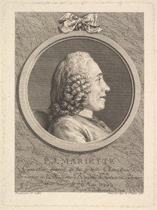 Portret van Pierre-Jean Mariette door Augustin de Saint Aubin