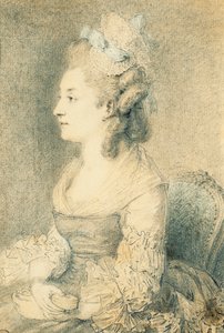 Portret van de Vrouw van de Kunstenaar door Augustin de Saint Aubin