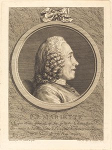 Pierre-Jean Mariette door Augustin de Saint Aubin after Charles Nicolas Cochin II