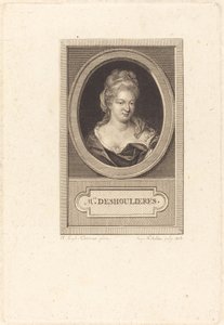 Antoinette du Ligier de La Garde Deshoulières door Augustin de Saint Aubin after Elisabeth Sophie Cheron