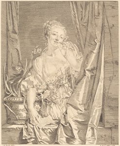 De Geblazen Kus door Augustin de Saint Aubin after Jean Baptiste Greuze
