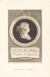 Marie-Thérèse-Charlotte, Hertogin van Angoulême door Augustin de Saint Aubin after Piat Joseph Sauvage