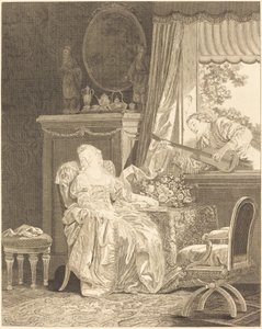 De liefde op zijn Spaans door Augustin de Saint Aubin and Noël Pruneau after Jean Baptiste Le Prince