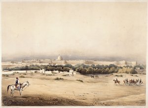 Sir Charles Napier op de voorgrond gevolgd door zijn escorte van Scinde paard, Hyderabad, c.1850