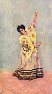 Spaanse zigeuner die de Tanga danst (kleurenlitho)