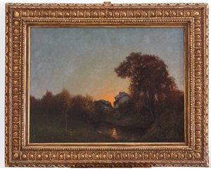 Landschap bij zonsondergang