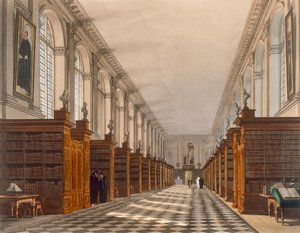 Interieur van de Trinity College Bibliotheek, Cambridge, uit De Geschiedenis van Cambridge, gegraveerd door Daniel Havell, uitgegeven door R. Ackermann, 1815