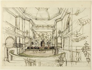 Studie voor Court of Common Pleas, Westminster Hall, uit Microcosm of London door Augustus Charles Pugin