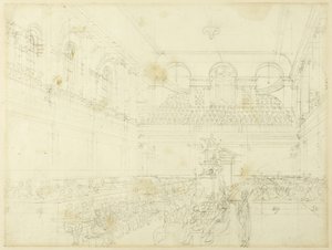 Studie voor Foundling Hospital, de kapel, uit Microkosmos van Londen