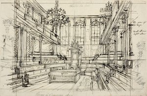 Studie voor House of Commons, uit Microcosm of London door Augustus Charles Pugin