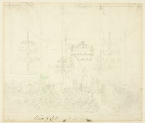 Studie voor House of Lords, uit Microcosm of London door Augustus Charles Pugin