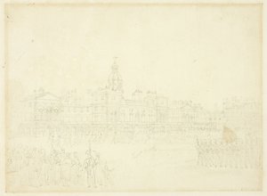 Studie voor de wacht houden, St James Park, uit Microcosm of London