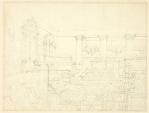 Studie voor Old Bailey, uit Microkosmos van Londen door Augustus Charles Pugin